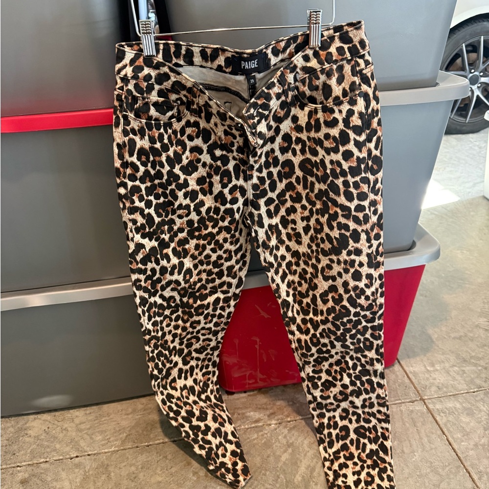2 for $12- PAIGE Leopard Print Ankle Jeans